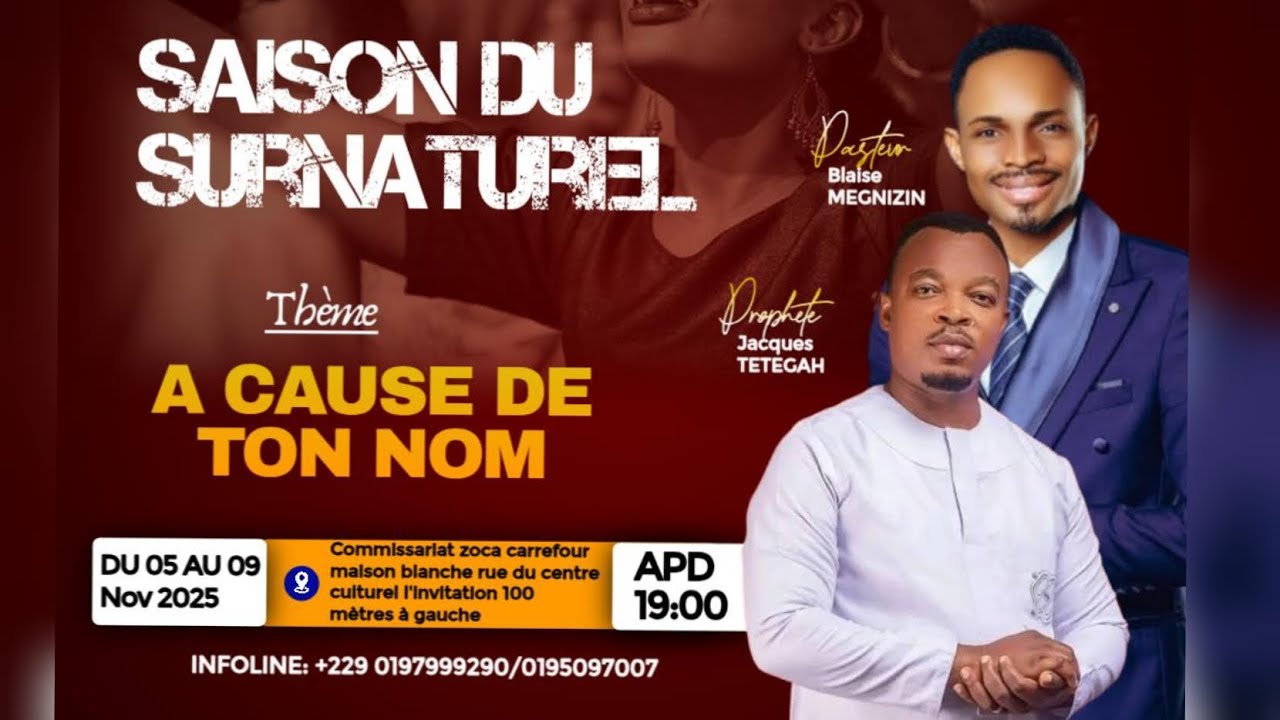 A CAUSE DE TON NOM - JOUR 1 - PROGRAMME SPECIAL AVEC LE PROPHETE JACQUES TETTEGAH