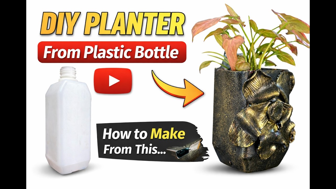 Amazing DIY Planter from plastic bottle | DIY Garden Decor @A4Arte #recycledart #craft #diy #clay