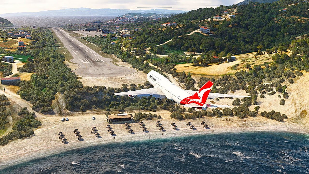 Best Pilots! These are the Giants Boeing 747 - Landing heavy elephants at skiathos Airport