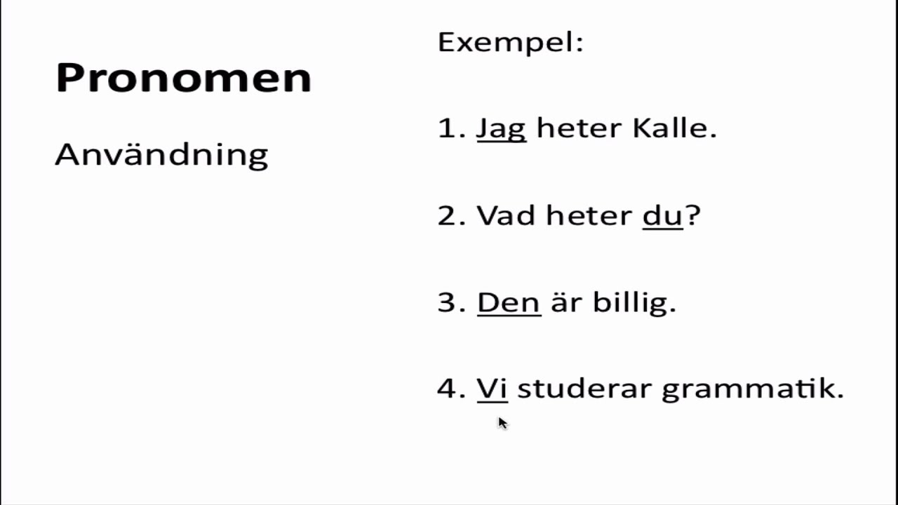 Vi börjar med grammatik - Pronomen 1