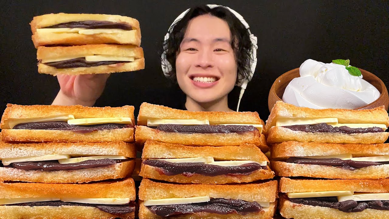 ASMR あんバターハニートースト‼️【咀嚼音/mukbang/Eating Sounds】