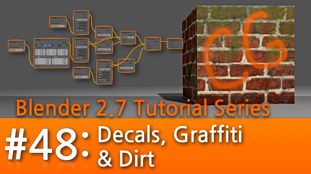 Blender 2.7 Tutorial #48 : Decals, Graffiti & Dirt #b3d