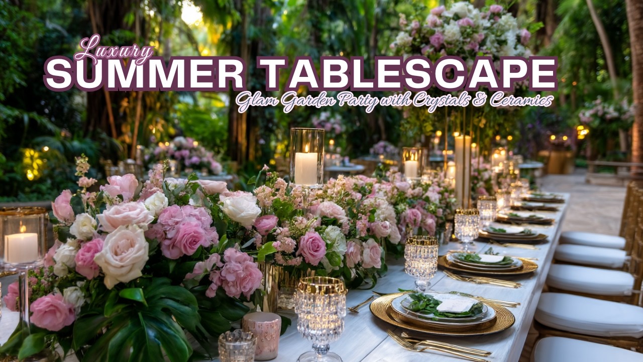 Luxury Summer Tablescape Ideas: Glam Garden Party with Crystals & Ceramics