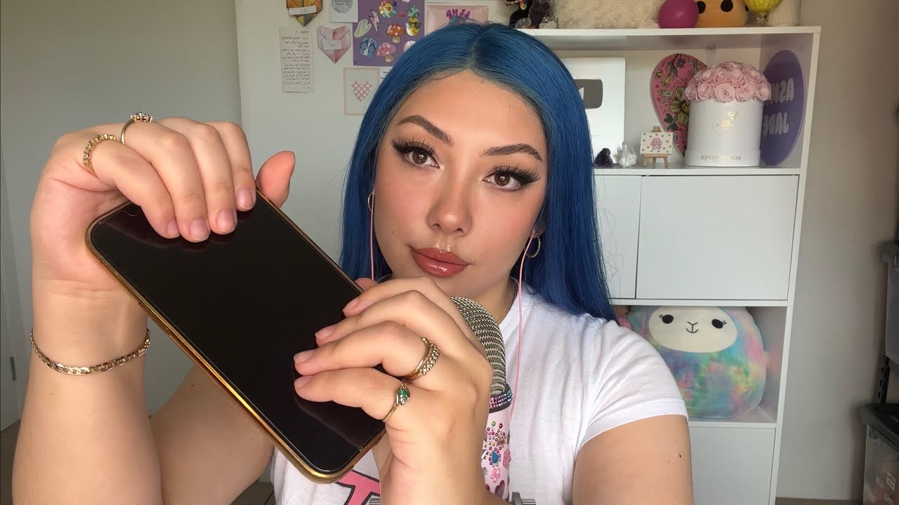 ASMR iPhone tapping📱 + rambled whispers 💙💞
