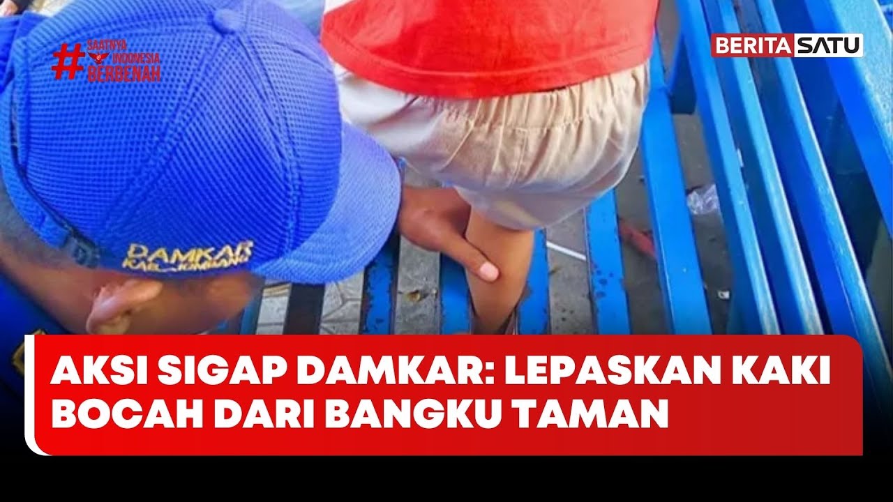Aksi Sigap Damkar: Lepaskan Kaki Bocah dari Bangku Taman 
