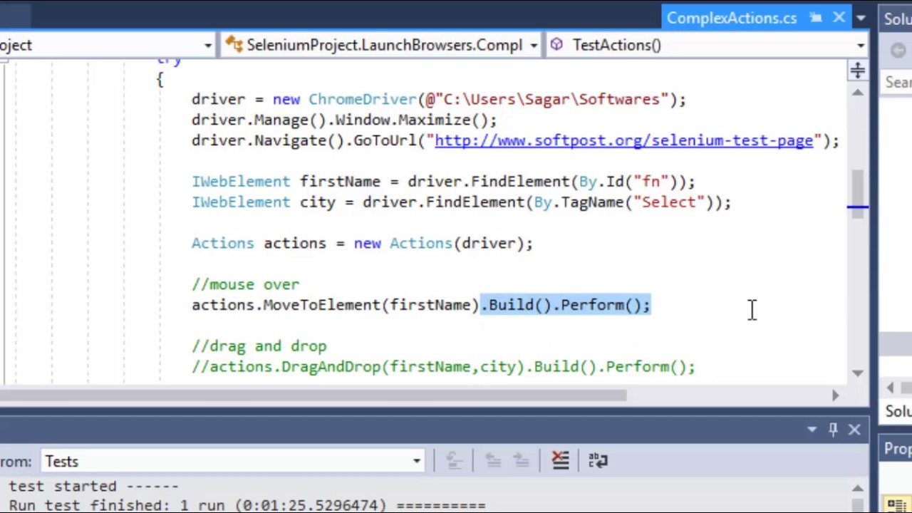 Lecture 12 - Complex actions  in Selenium in C#.Net
