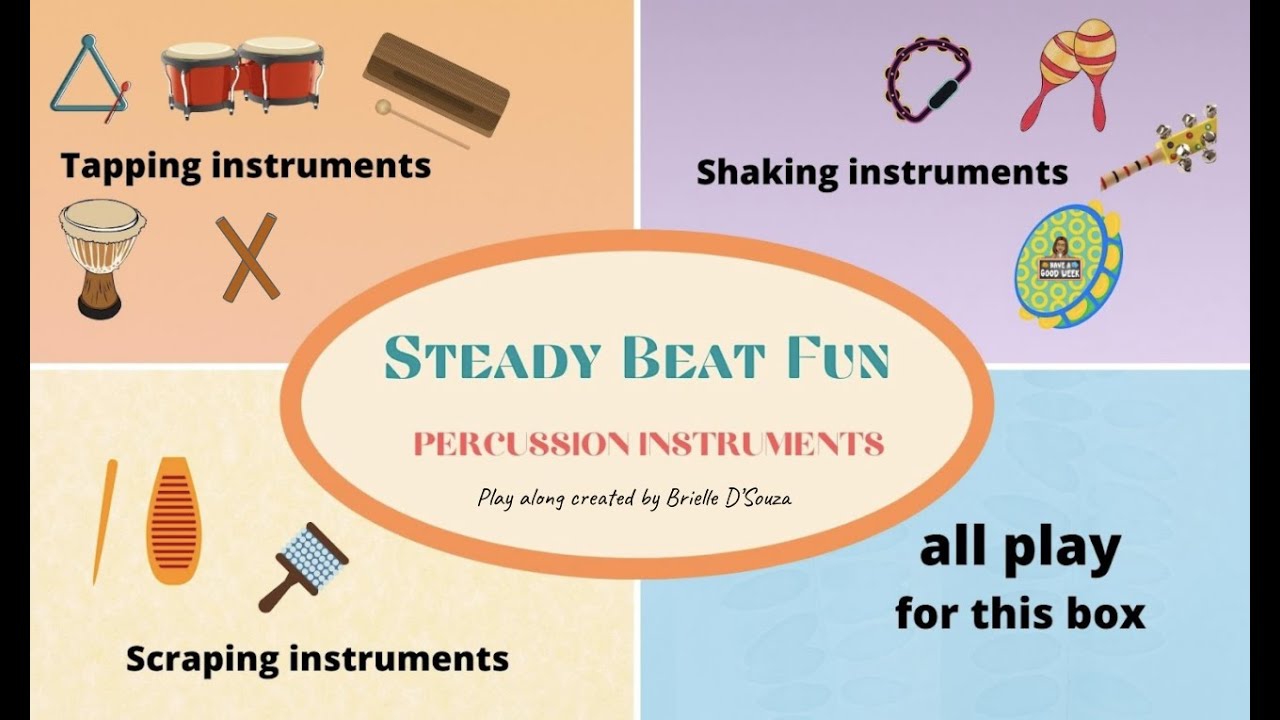 Steady Beat play along - percussion instruments 3 groups