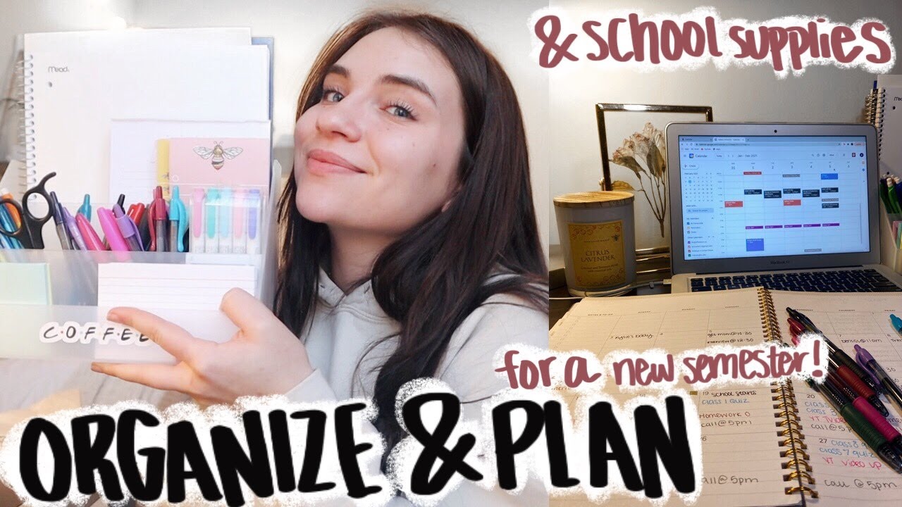 PREP & ORGANIZE WITH ME FOR A NEW SEMESTER // how I plan, my school supplies, & what's in my desk!