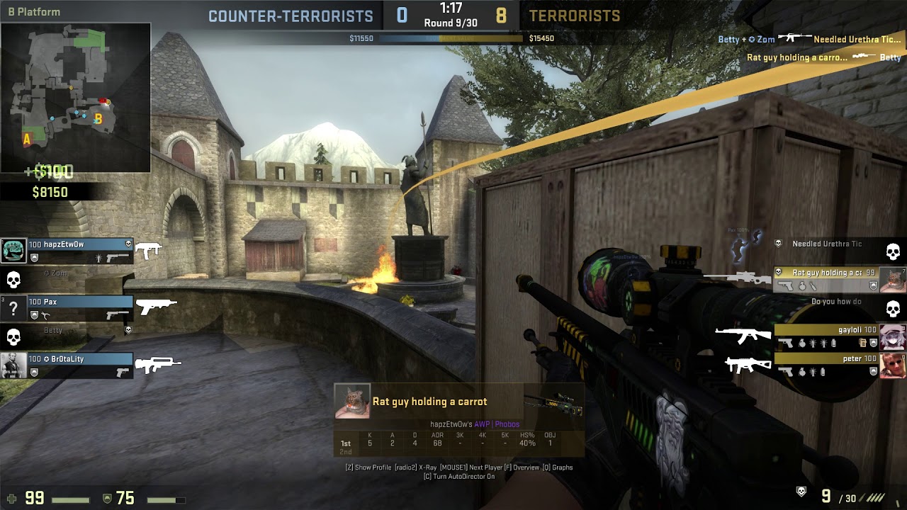 Ratguy holding a carrot gets 1v4 clutch