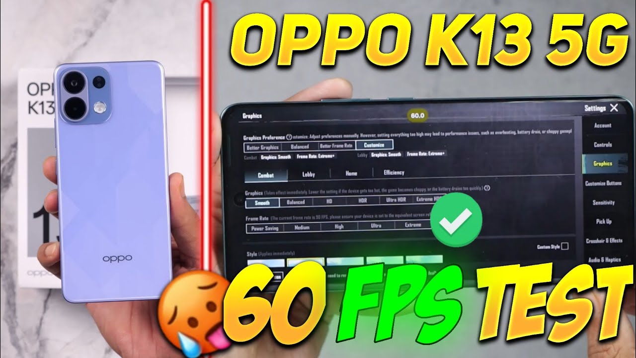 Oppo k13 5g Bgmi 60 Fps Test 🔥| Oppo k13 5g Pubg 60 Fps Test | Oppo k13 5g Gaming Test