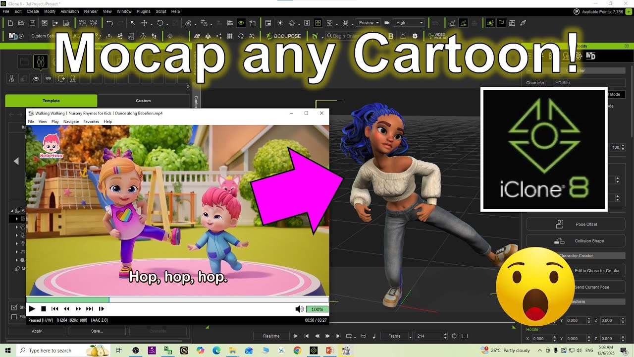 Мокап для мультяшного видео для iClone 8 — проверено успешно! #iclone #mocap #videomocap #tutoria...