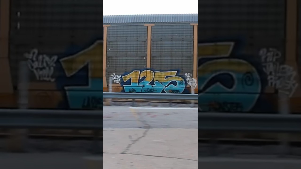 125 x FLOW Tagged Autorack | Freight Train Graffiti Benching 