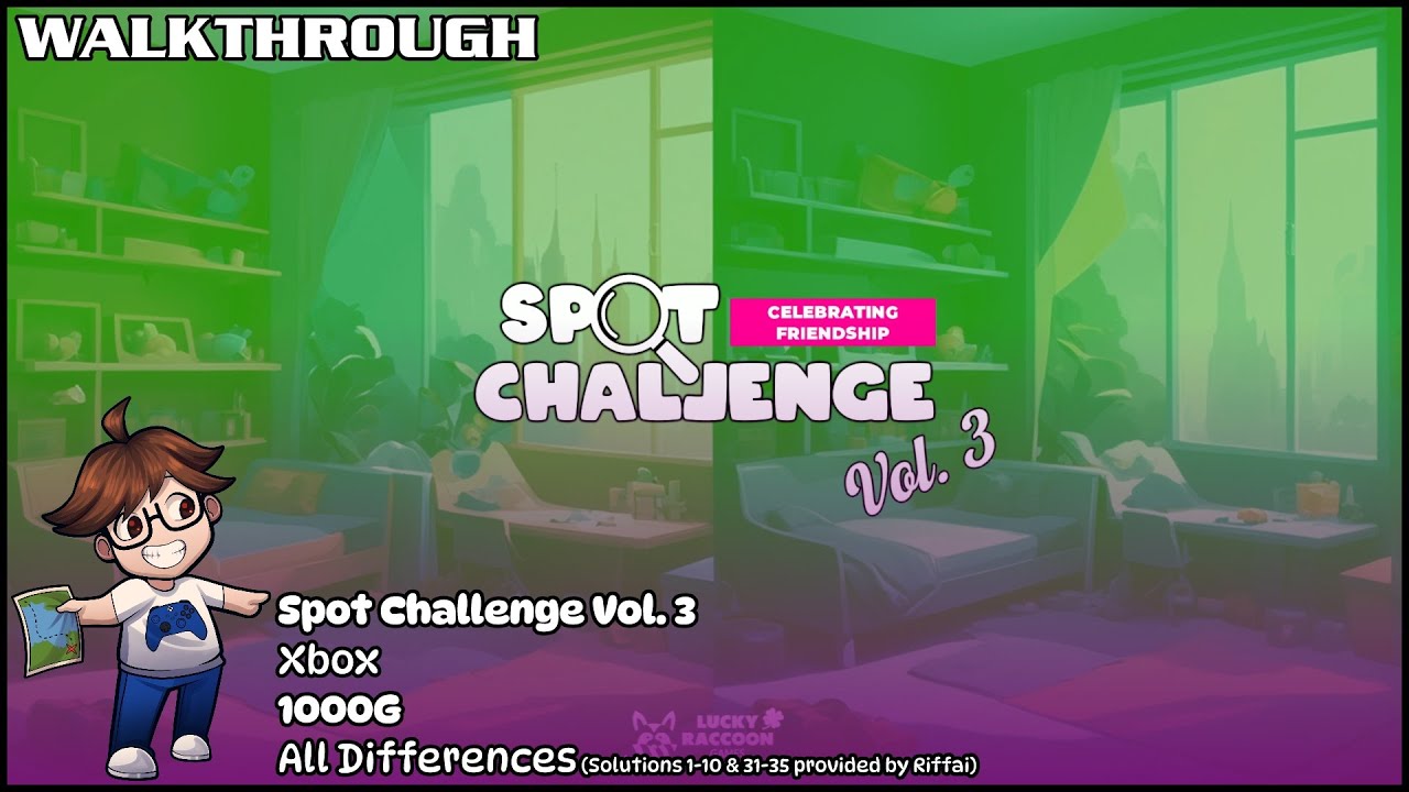Walkthrough - Spot Challenge Vol. 3 - All Differences & Level Solutions - 3,000G