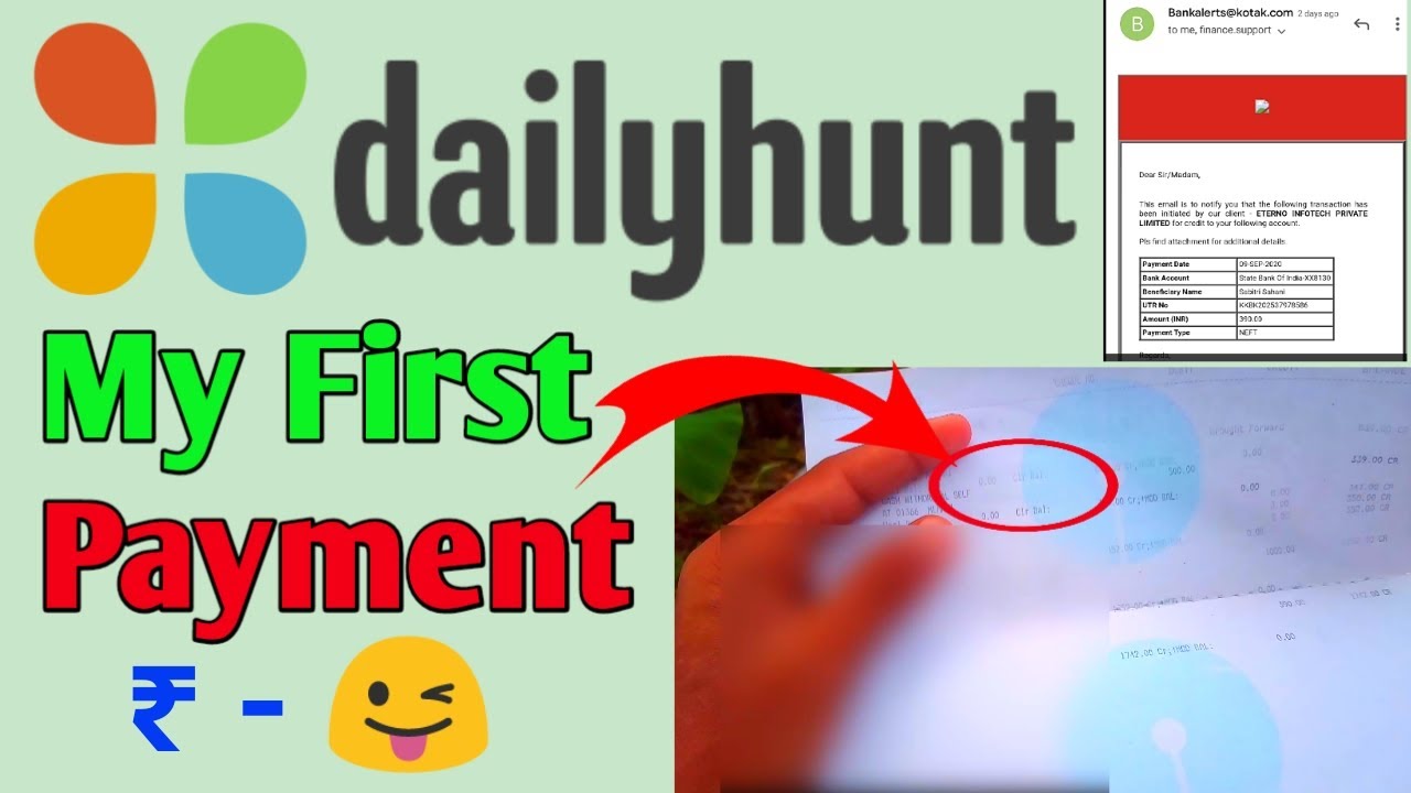 Dailyhunt payment proof 2020 | my first payment proof from dailyhunt | dailyhunt live payment proof