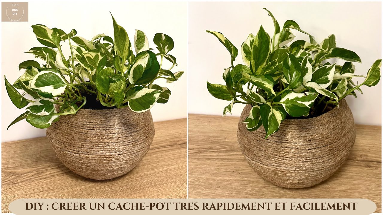 DIY : CREER UN JOLI CACHE POT EN JUTE TRES FACILEMENT ET RAPIDEMENT