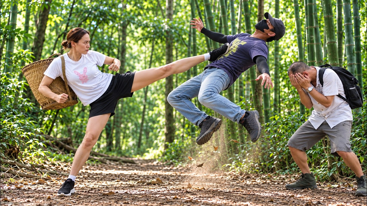 Brave Female Warrior Uses Martial Arts to Fight Dangerous Bandits | Forest Survival