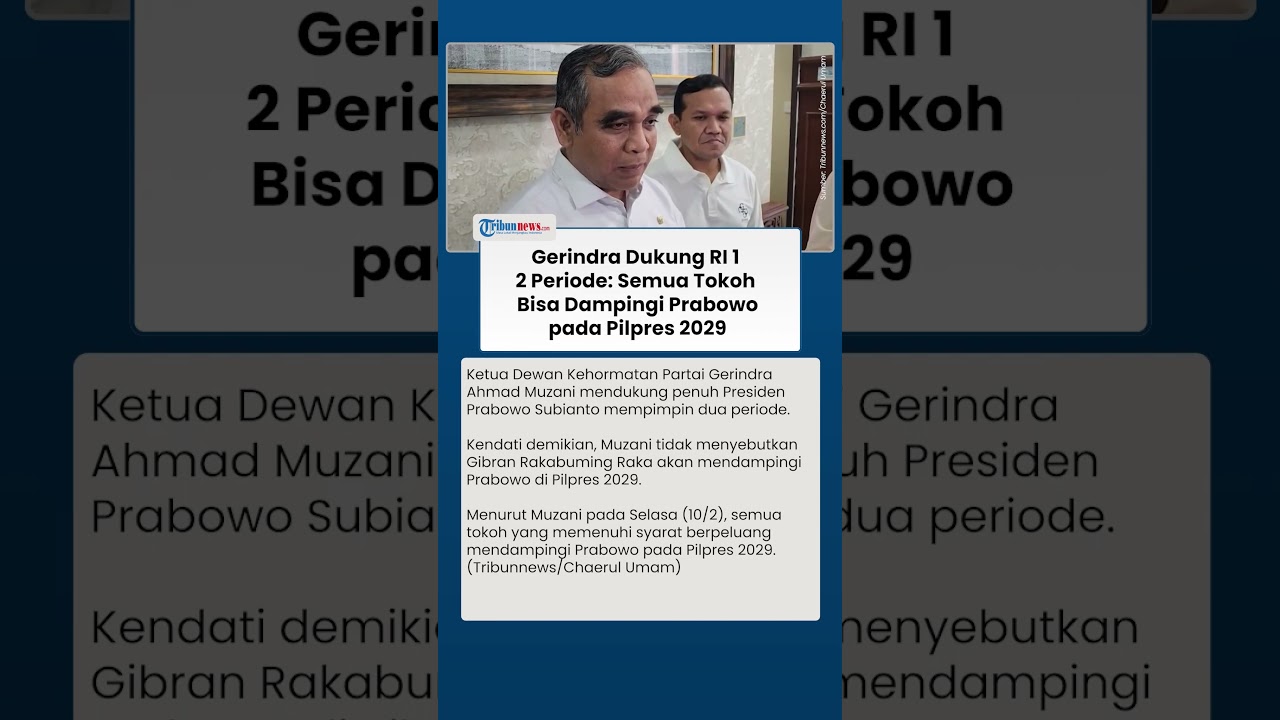 Kecil Peluang Gibran jadi Cawapres Lagi, Gerindra: Semua Tokoh Bisa Dampingi Prabowo di Pilpres 2029