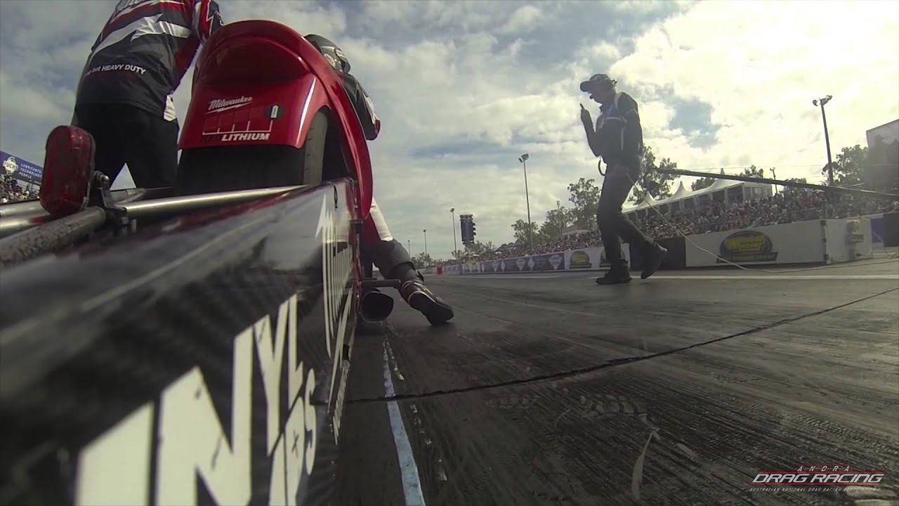 Pro Stock Motorcycle onboard with Maurice Allen @ 2014 Fuchs Winternationals