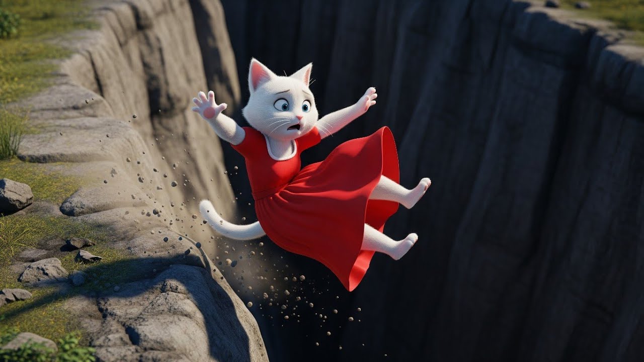 Dramatic Cat Fall 😿 | Mama Cat&rsquo;s Scary Cliff Drop | Cute Cat Animation Pixar Style |Cat Video 