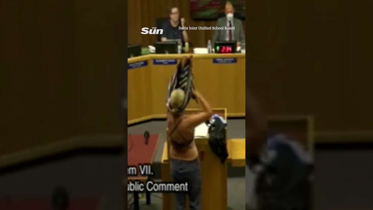 Woman strips to BIKINI to protest locker room policies at California school board