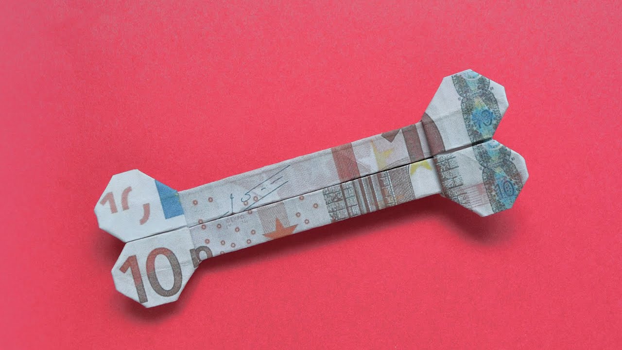 Origami HUNDEKNOCHEN Geldgeschenk GELD FALTEN | Money DOG BONE | Tutorial by Euro Origami