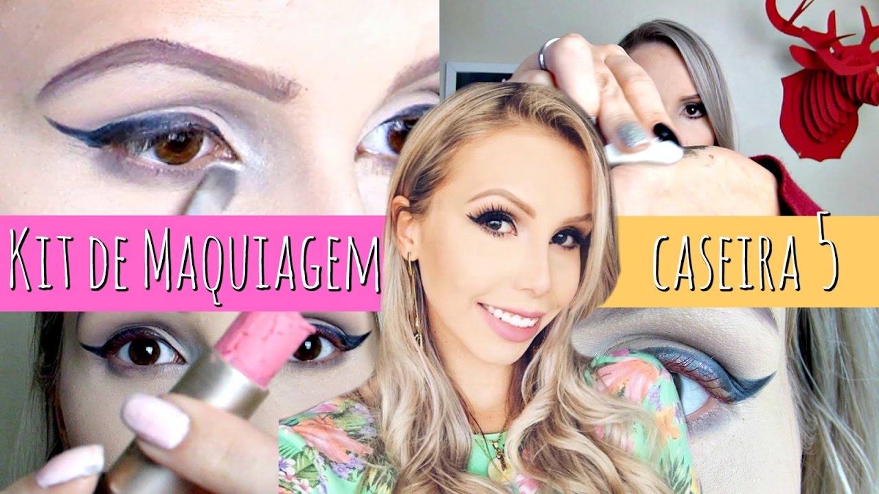 KIT DE MAQUIAGEM CASEIRA 5 - SOMBRA, BATOM MATTE, RÍMEL COLORIDO