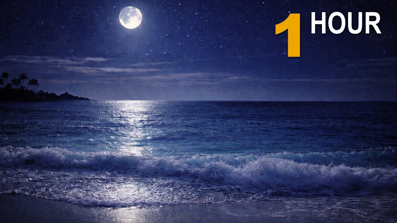 Ocean Waves at Night - Moonlight Ambience