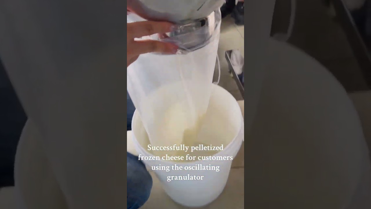 Successfully pelletized frozen cheese for customers using the oscillating granulator