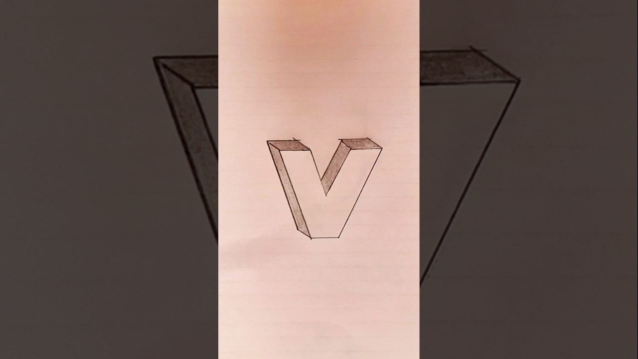 3D letter drawing V | Drawing With Pencil | 3D drawing |pencil sketch | #3ddrawing