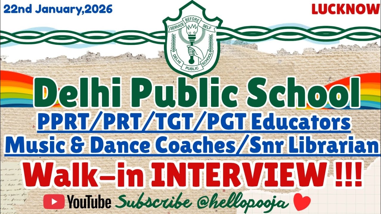 DPS Walk-in Interview‼️Hiring PPRT/PRT/TGT/PGT #vacancy #lucknow #teachingjobs 