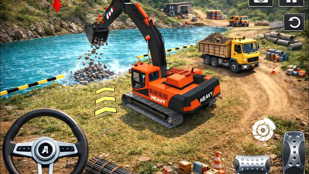 City off Road Construction Simulator 3d android Games Rocks Loading JCB Excavator machine 