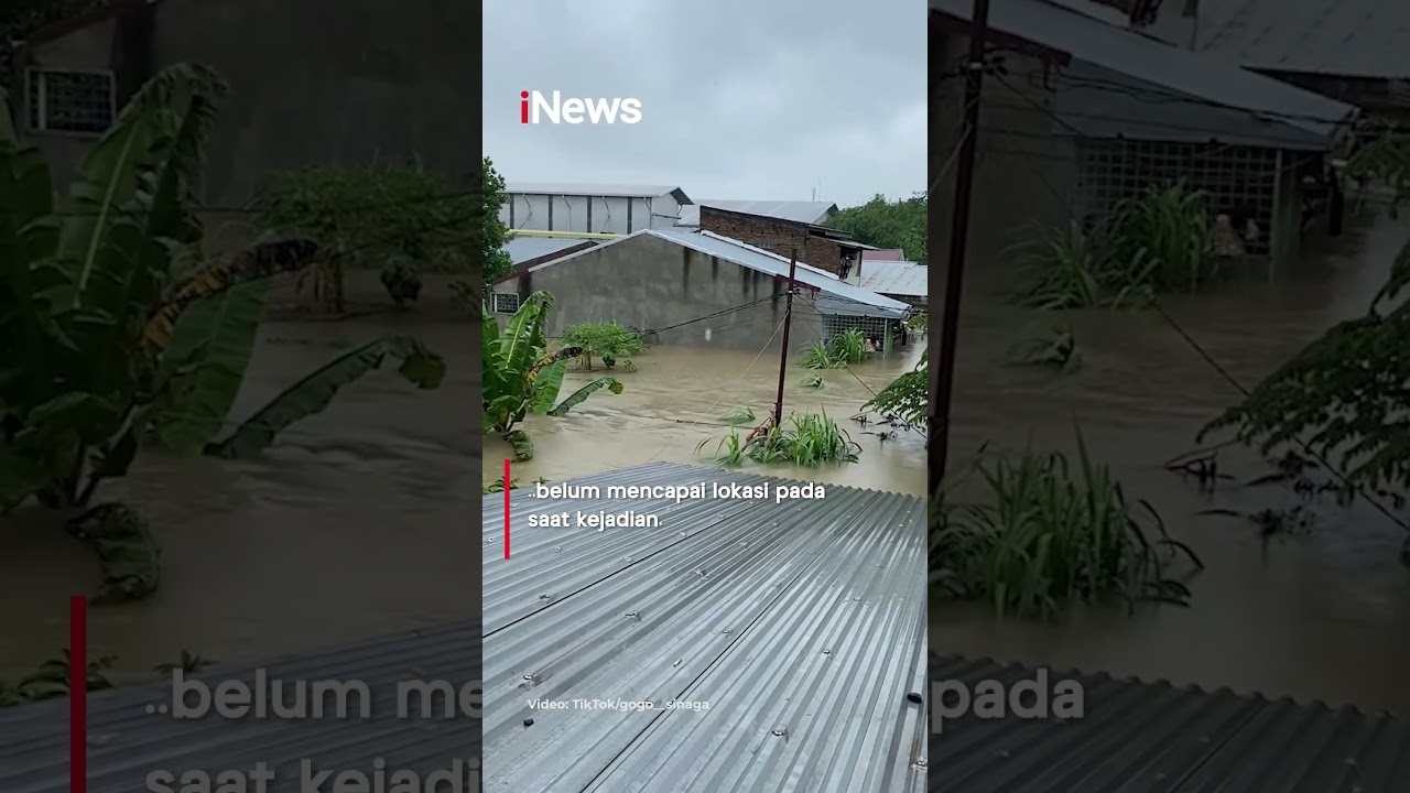 Viral! Ibu-ibu di Sumut Nekat Lintasi Kabel Listrik Demi Selamatkan Diri dari Banjir