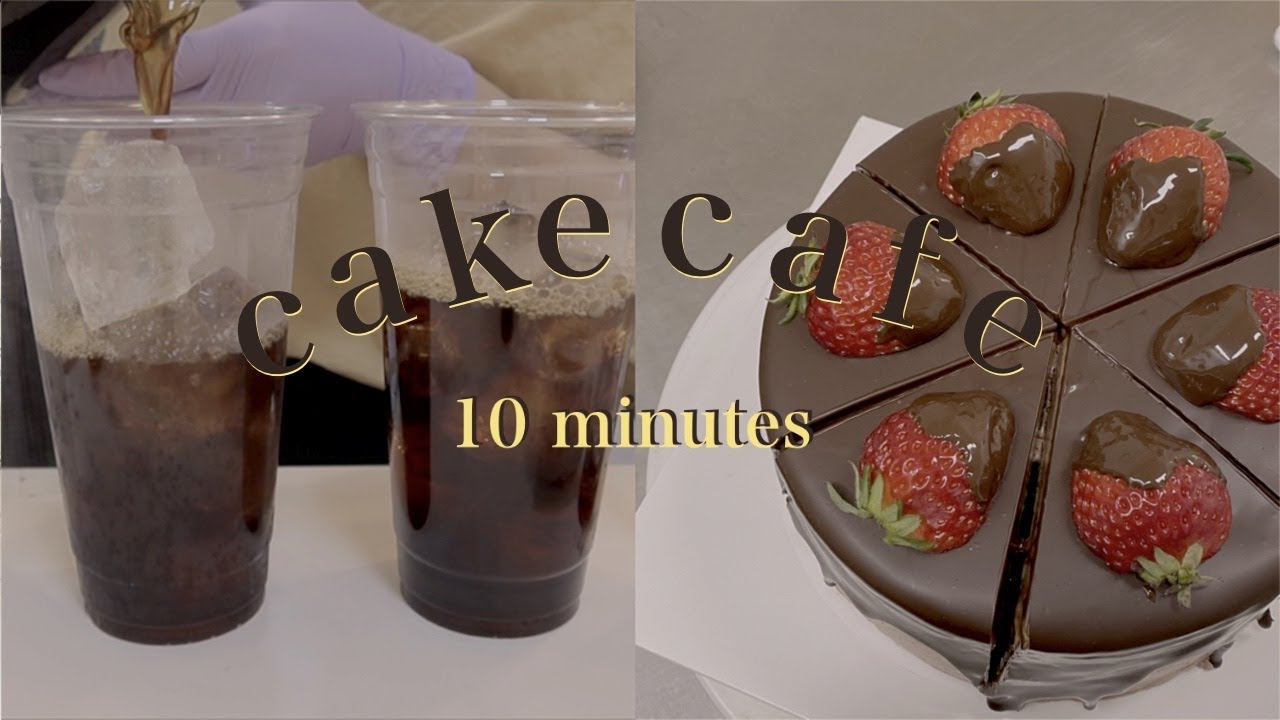 eng. cafevlog #26 / 신메뉴 나왔다 🍓🎂 딸기초코케잌만들고 음료제조하는 카페알바생 부이로그 🐰