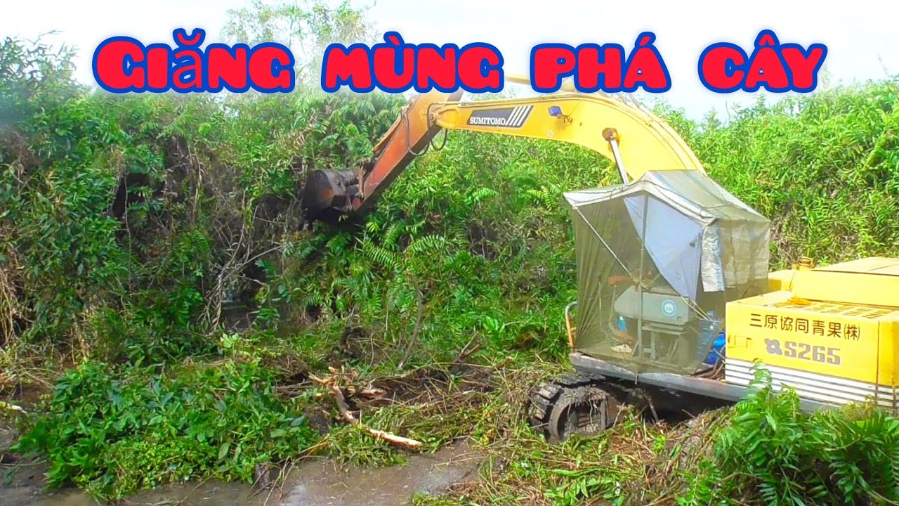 2 xe cuốc phải giăng mùng khi gặp chỗ làm như thế này