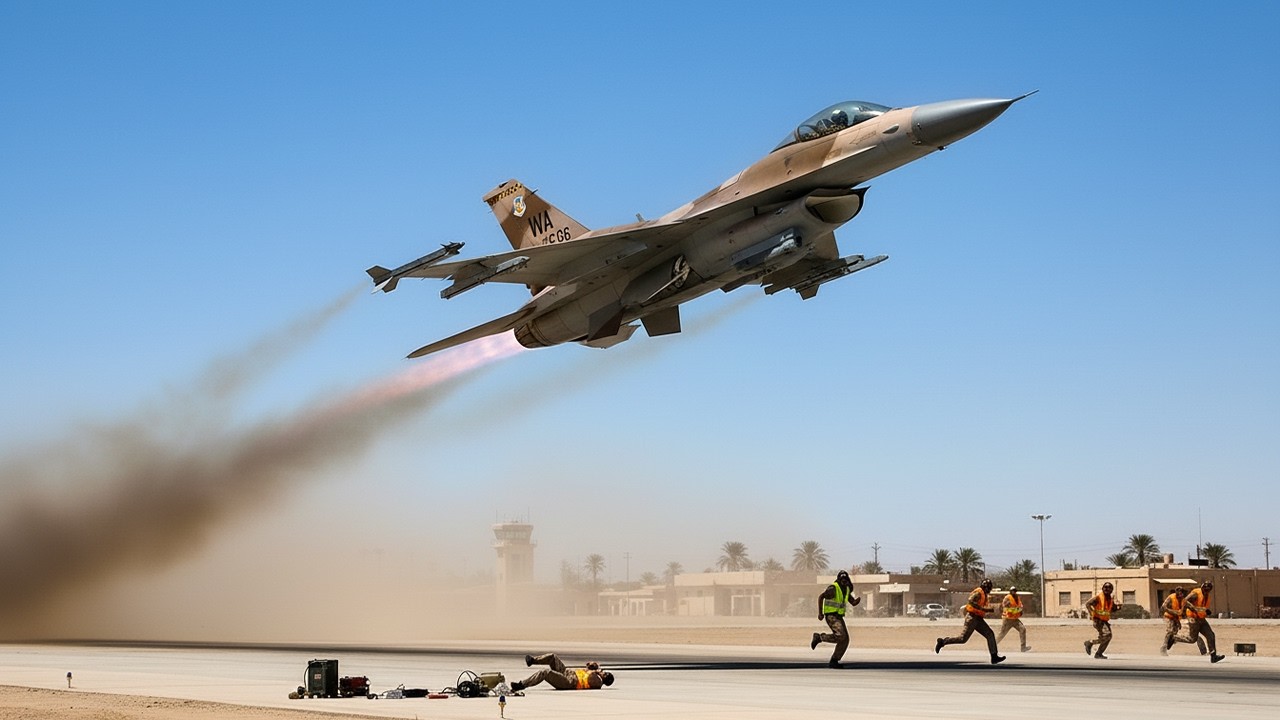 Экстренный взлет! Женщина-пилот F-16 США мчится на Ближний Восток на полной скорости!