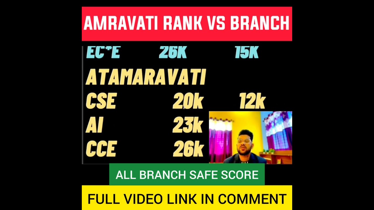 AEEE 2023 AMRAVATI CAMPUS Rank vs Branch | All Branch Safe Score #shorts #aeee2023 #safescore