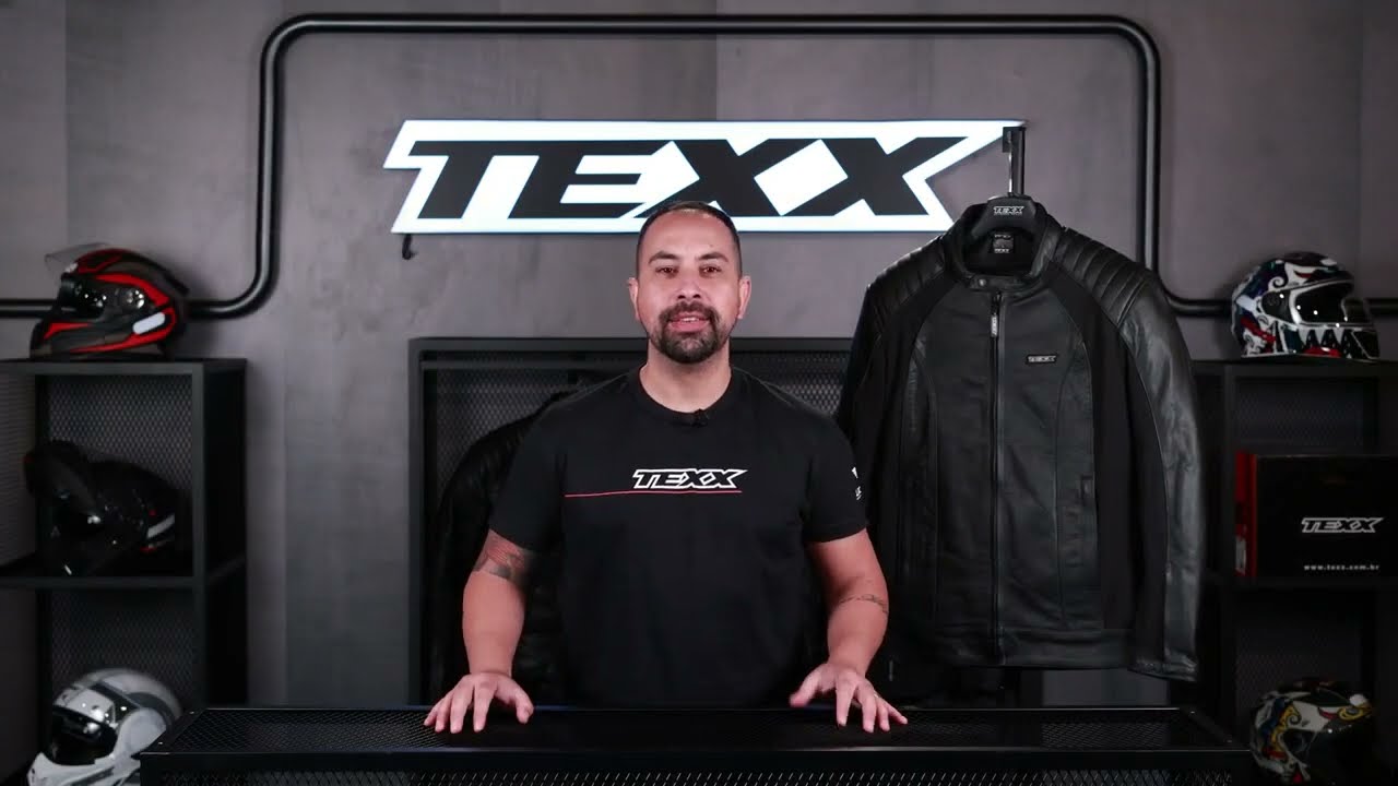 JAQUETA DE COURO MOTOCICLISTA MASCULINA TEXX STORM - COURO LEGÍTIMO 