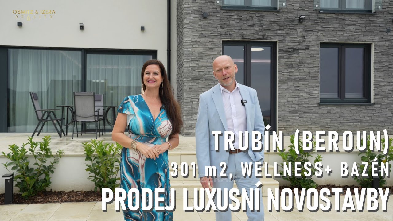 Novostavba luxusní RD, bazén, wellness, plocha 301 m2, Trubín (Beroun)