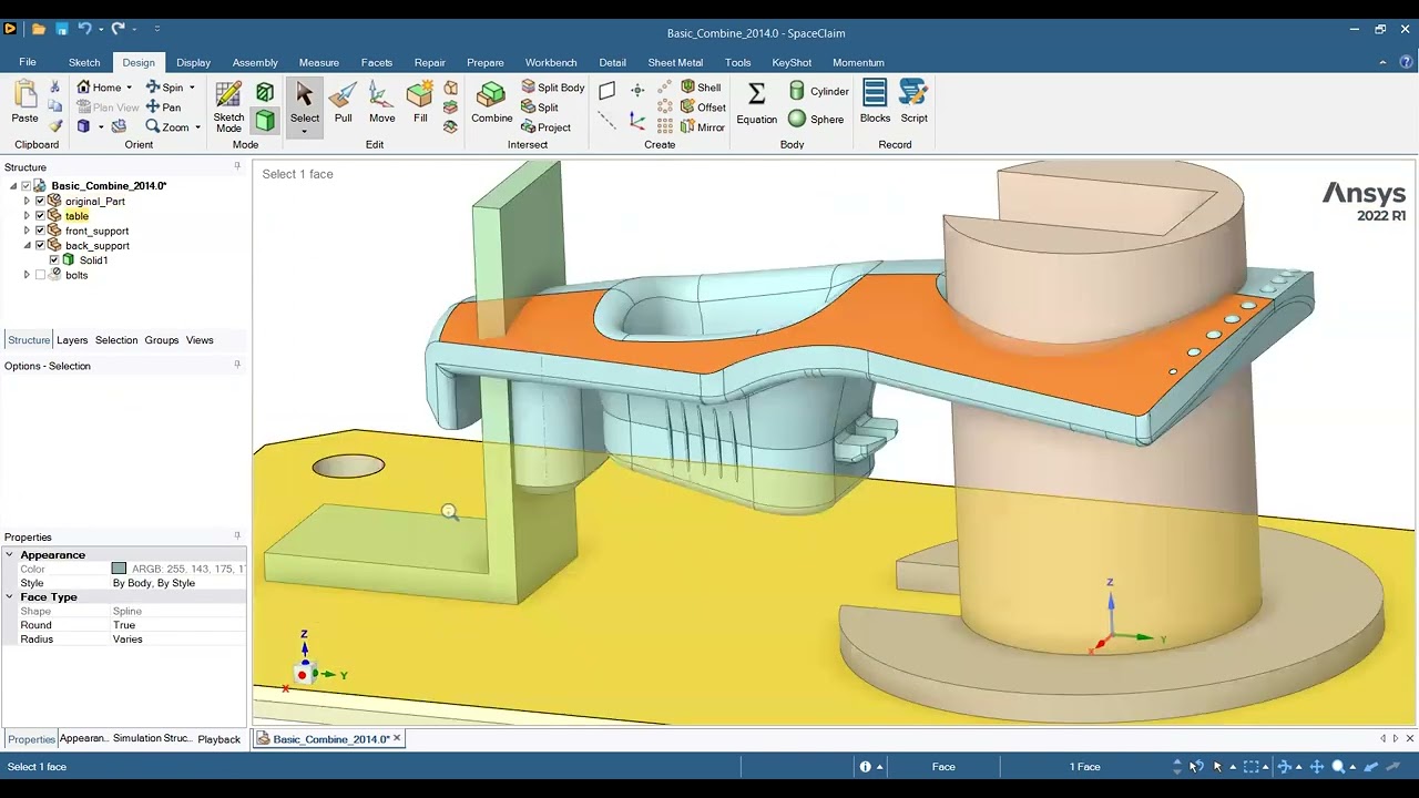 ANSYS SpaceClaim..Most Powerful Combine-Split Body-Split  Function