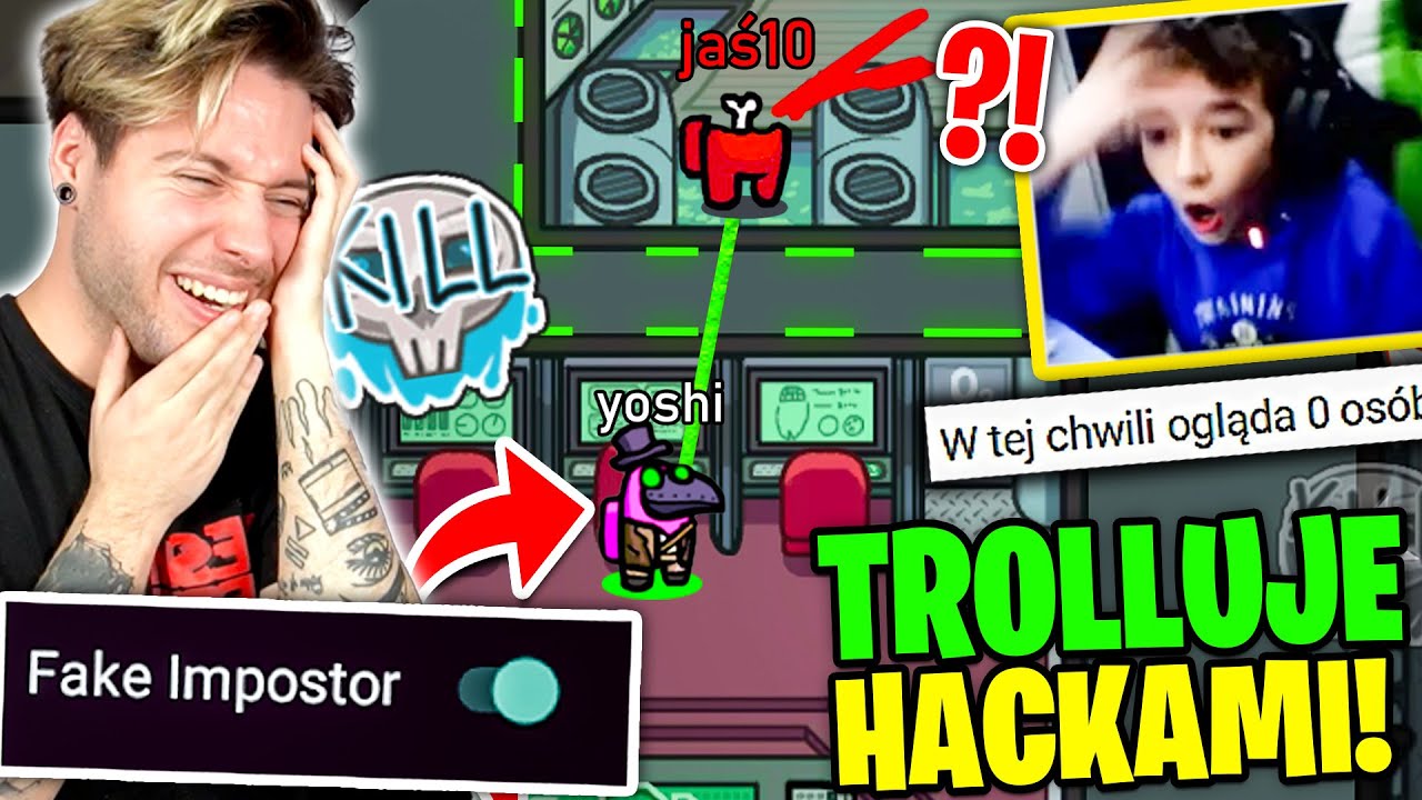 TROLLUJE CHEATAMI 9 LETNIEGO STREAMERA w AMONG US! (i dostałem bana)