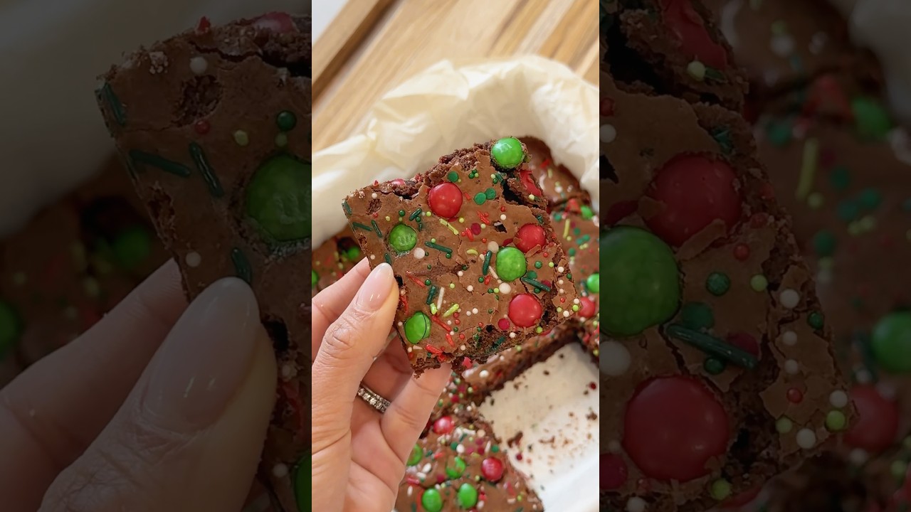 *ASMR* CHRISTMAS BROWNIES #dessertrecipe  #christmas #chocolate #satisfying #easyrecipe #brownie
