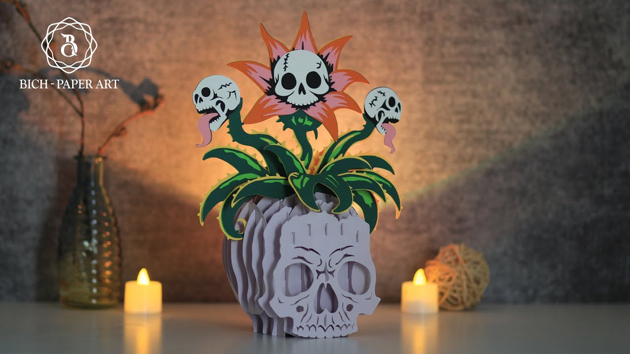 How to make a Skull with flowers Halloween