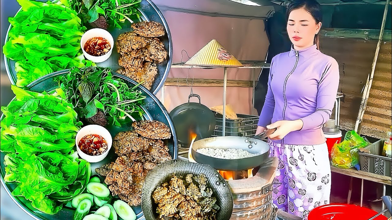 Countryside Life: Crispy Fried Minced Fish Served with Fresh Garden Vegetables