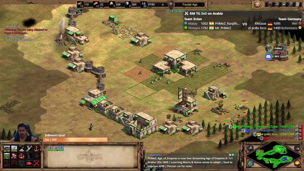 2v2 Arabia Into 1v2 Handling | Low elo Games | Persian Savar Dominations