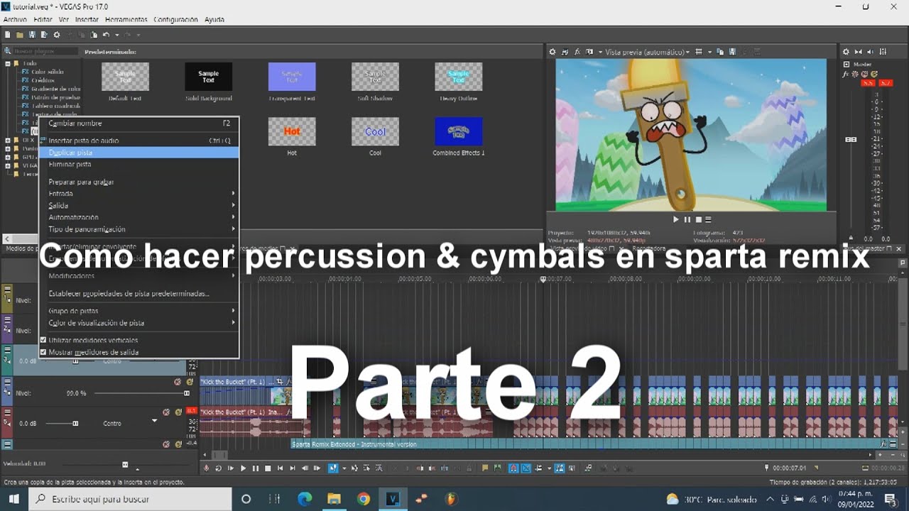 Como hacer percussion & cymbals en sparta remix Parte 2