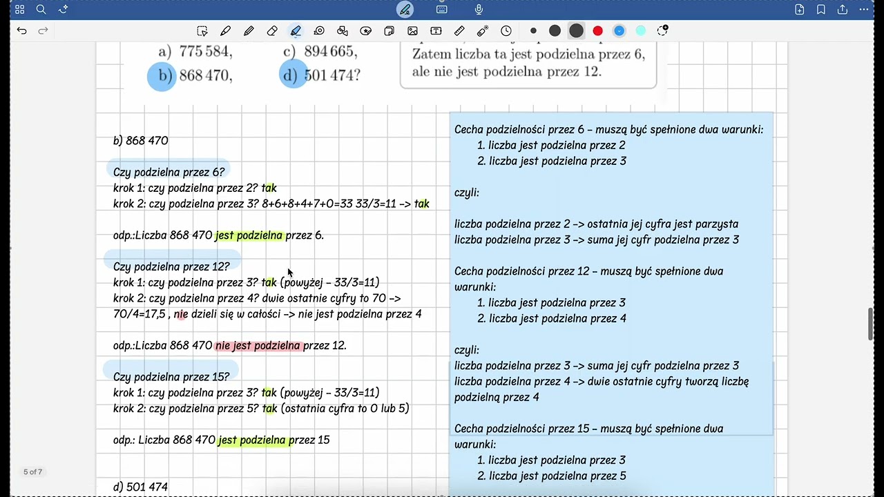 Cechy podzielnosci liczb klasa 1 LO cz. 2