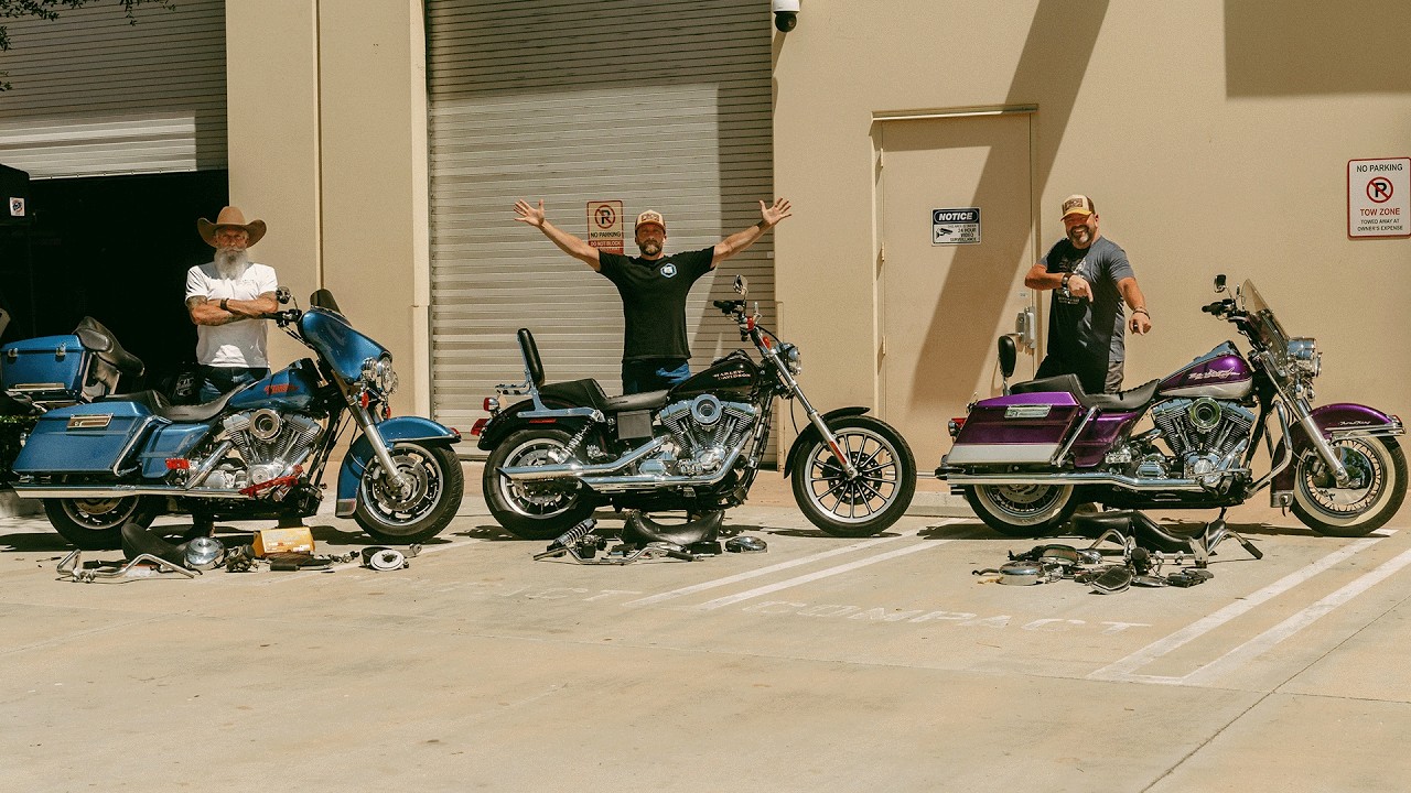 Getting our carbureted bikes ready for the ride to Sturgis