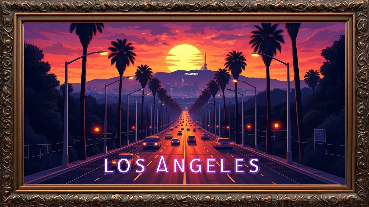 🌴 Vintage TV Frame 4K of Los Angeles | Timeless Hollywood Aesthetic Art & California #losangeles