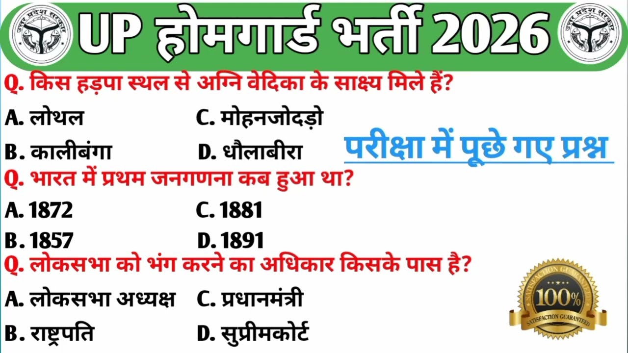 Up Homeguard | Important GK Questions in Hindi | Competitive Exam | SSC UP Police Railway