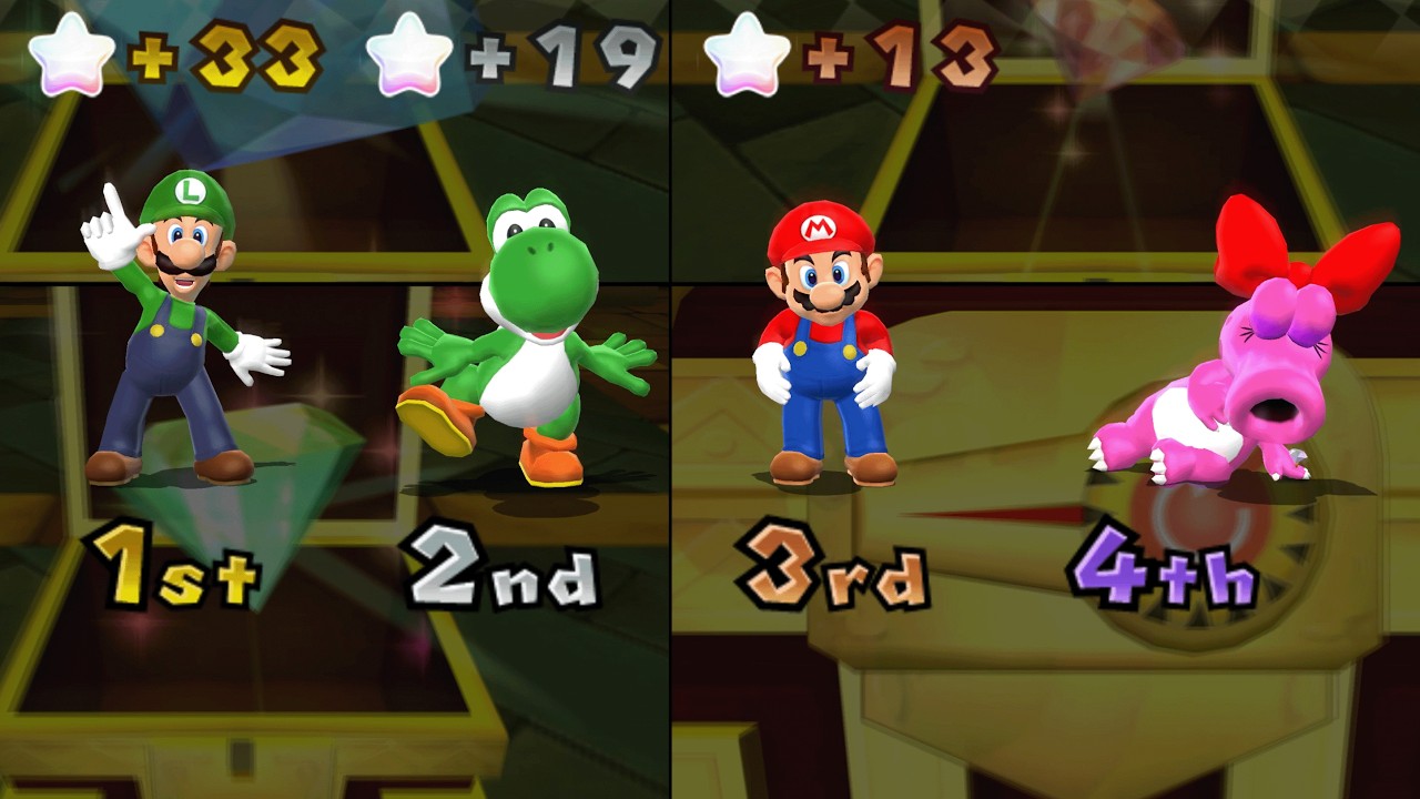 Mario Party 9 - Luigi vs Mario vs Yoshi vs Birdo - Toad Road